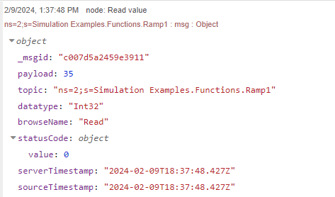 kepware node-red read tags output